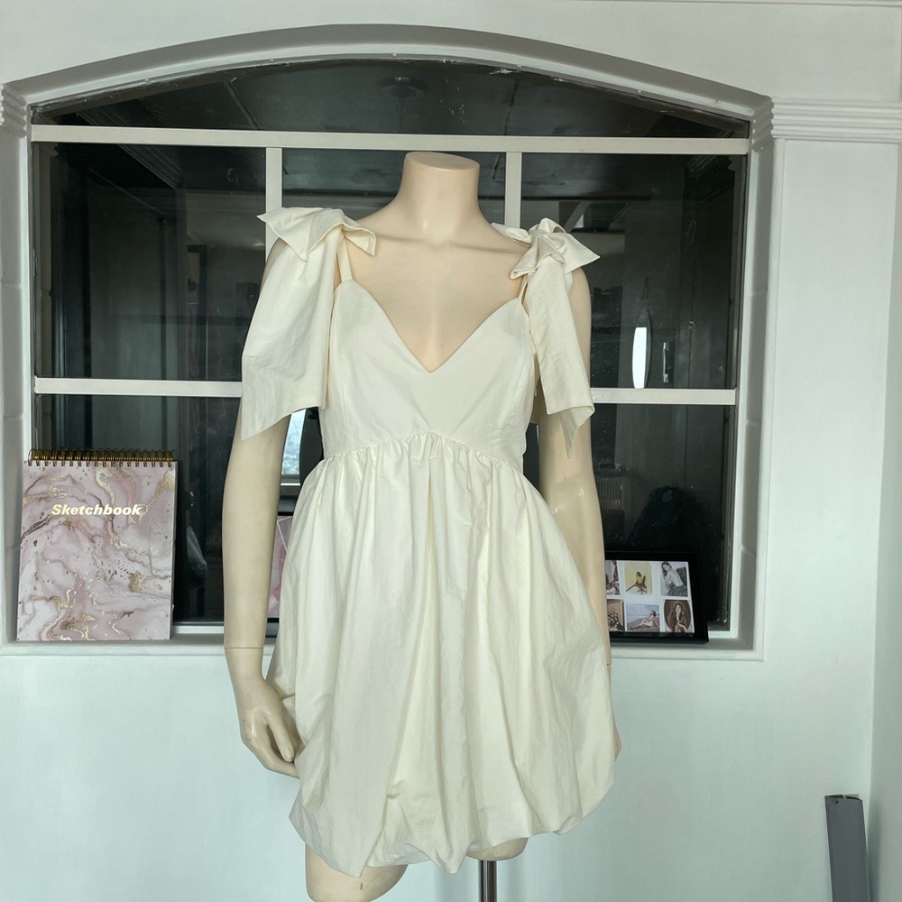 Forever 21 Cream Mini Dress with Bow Straps